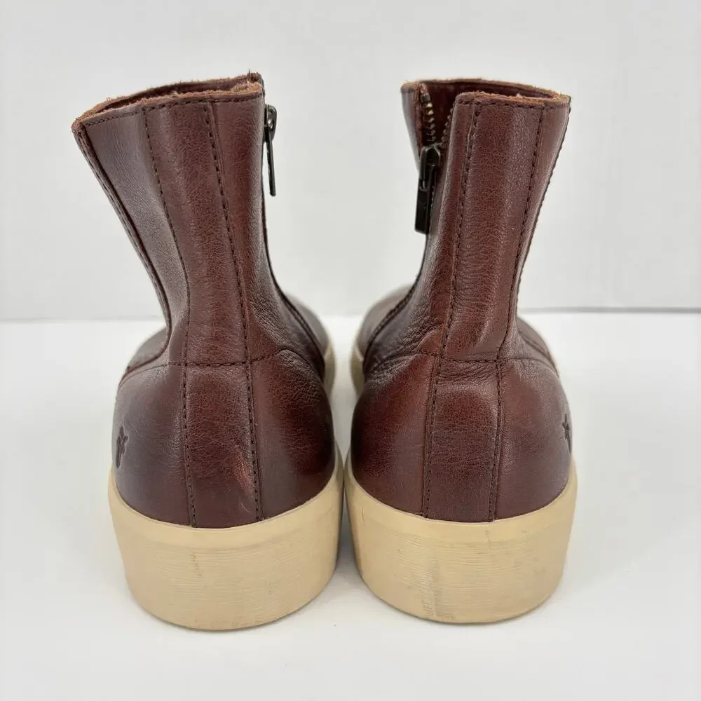 Frye Beacon Boots Mens Size 11.5 Brown Leather Inside Zip Casual Dress